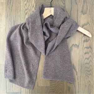 Hannah Rose 100% Cashmere Oblong Knit Scarf in Heather Purple 68" long